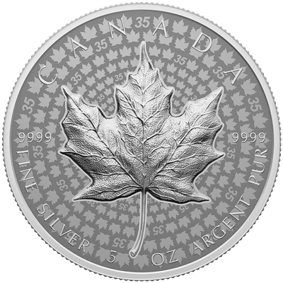 A picture of a 2023 $50 Fine Silver Coin Ultra-High Relief 5-OZ. SML